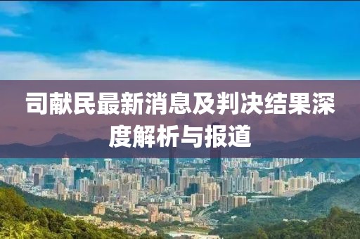司獻(xiàn)民最新消息及判決結(jié)果深度解析與報道