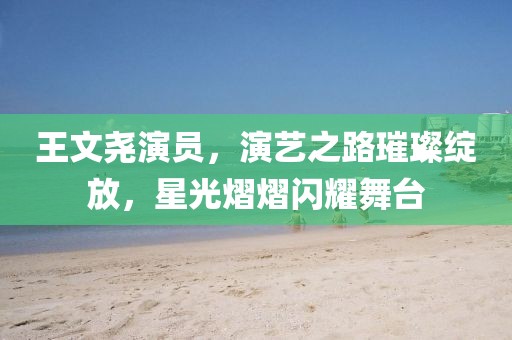 王文堯演員，演藝之路璀璨綻放，星光熠熠閃耀舞臺
