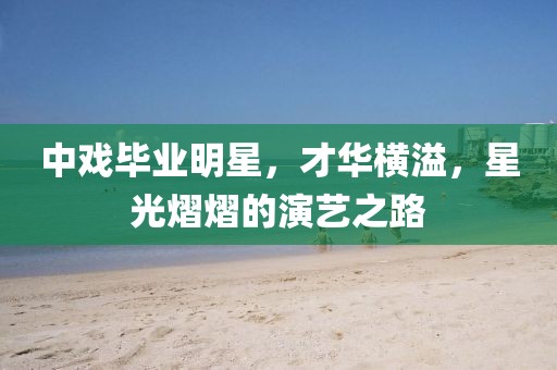 中戲畢業(yè)明星，才華橫溢，星光熠熠的演藝之路