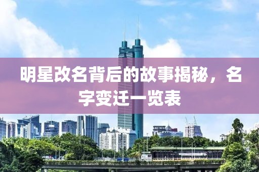 明星改名背后的故事揭秘，名字變遷一覽表