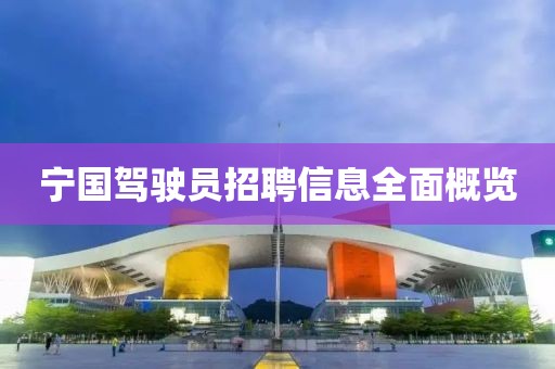 寧國駕駛員招聘信息全面概覽
