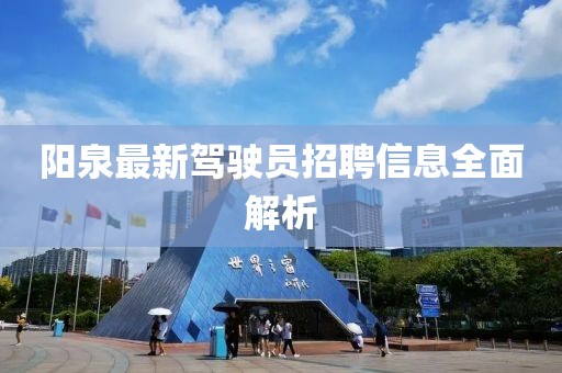 陽泉最新駕駛員招聘信息全面解析